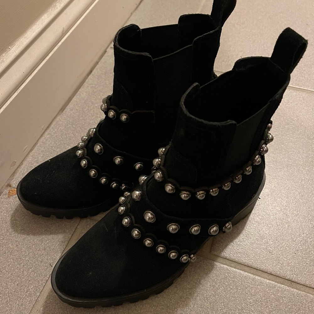 Karl Lagerferd Black Studded Ankle Boots
